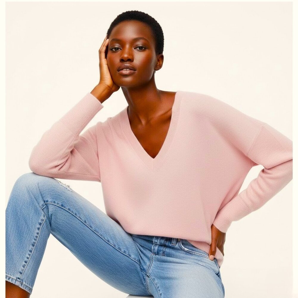 NWT J.Crew Cashmere V-neck Boyfriend Sweater in Icy Orchid Pink Pullover XS
